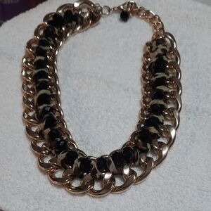 Chic Gold and Black Statement Necklace